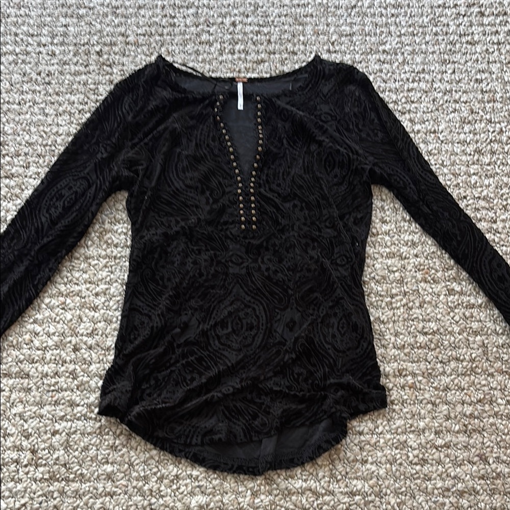 Free People Black Velvet Top